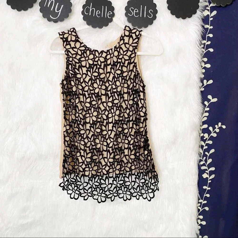 LELA ROSE for Target Lace Overlay Nude Shell Top